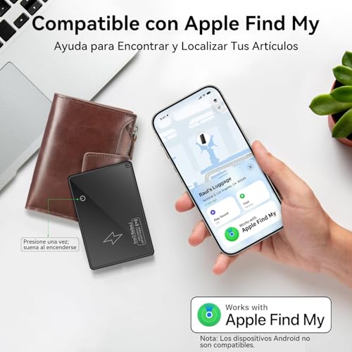 PUROVERO Pack de 2 Tarjeta Rastreadora para Cartera, Localizador GPS Portátil, Compatible con Apple Find My (Solo para iOS), Resistente al Agua IP68, Localizador para Cartera, Pasaporte y Maleta