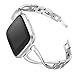 bayite Stainless Steel Bands Compatible Fitbit Versa for Women, Bling Replacement Band Bracelet with Rhinestones Diamond X-Link Accessories Watch Band 5.3