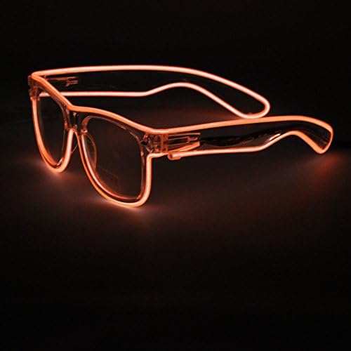SYDT LED Rave Sunglasses White Frame EL Wire Colorful Flashing Light up Glasses for Festivals DJ Bright Light Holiday Gift(Orange)