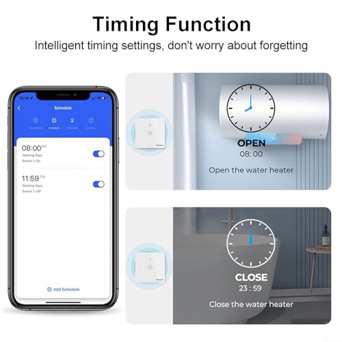 Redare Smart Water Heater Switch,40A 8000W WiFi Smart Boiler Switch,Heavy Duty WiFi Pump Controller for Pool Pump, Water Heater, Air Conditioner, Compatible with Alexa Google Home (Tuya 40A, White)