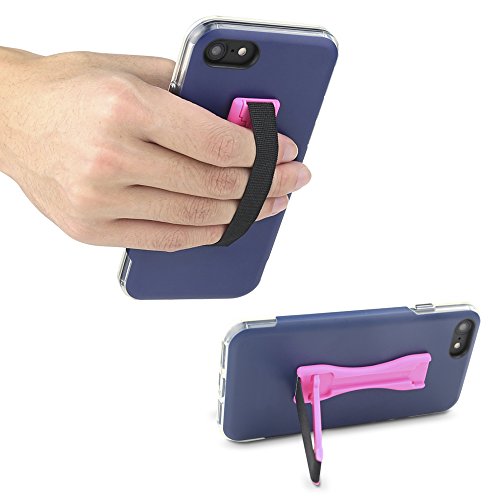 Gear Beast Cell Phone Grip Stand, Universal Phone Strap Finger Holder with Pop Out Kickstand for Men and Women, Ultra Slim Pocket Friendly - Pink