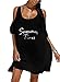 BomDeals Women's Oversized Cover up Baggy T-shirt Swimsuit Beach Dress (Black#2)
