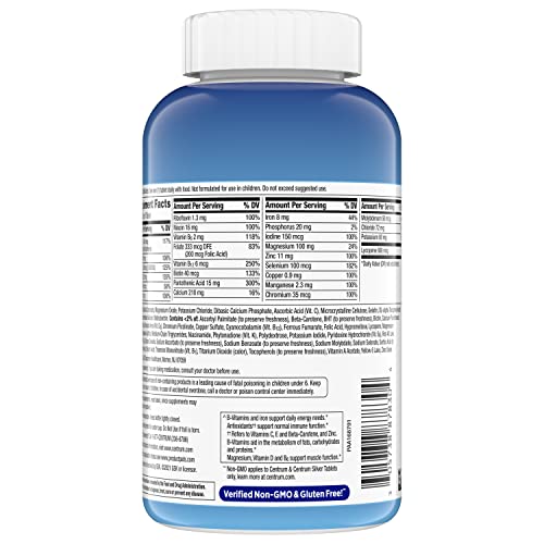 CENTRUM MULTIVITAMIN FOR MEN, MULTIVITAMIN/MULTIMINERAL SUPPLEMENT WITH VITAMIN D3, B VITAMINS AND ANTIOXIDANTS, GLUTEN FREE, NON-GMO INGREDIENTS – 250 COUNT
