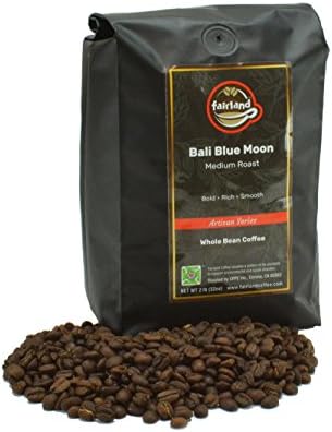 Fairland Coffee, Bali Blue Moon Rain Forest Alliance Roasted Medium Roast Whole Bean, 2-Pound Bag