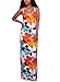 Dokotoo Womens Plus Size Floral Print Bodycon Long Maxi Dresses Cocktail Orange X-Large
