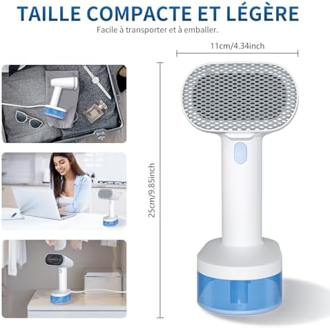 Défroisseur à main portable pour vêtements, capacité de 250 ml, 1600W, chauffage rapide en 25s, arrêt automatique, taille mini, auto-nettoyage, pour la maison, le bureau et le voyage