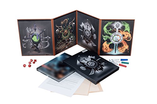 Hexers Game Master Screen - Dungeons and Dragons D&D DnD DM Pathfinder RPG role playing compatible - 4 Customizable Panels - Inserts included that slide into the pouches - Dry erase tracker sheet