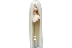 Yutotue Long Straight BJD Hair Soft Wigs for 1/3 1/4 1/6 BJD Doll DIY Easy Styling (for 1/3 BJD Doll,White Blonde)