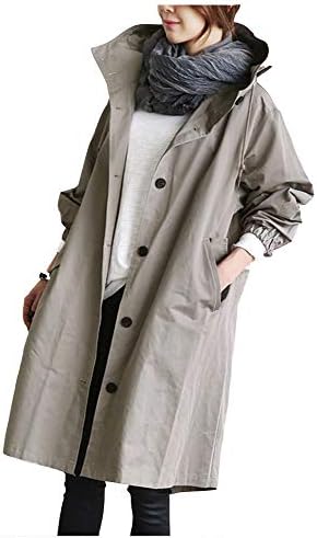 Hapyy Women’s Long Coat, Military Jacket, Blouson, Large Sizes, Autumn and Winter, Lightweight