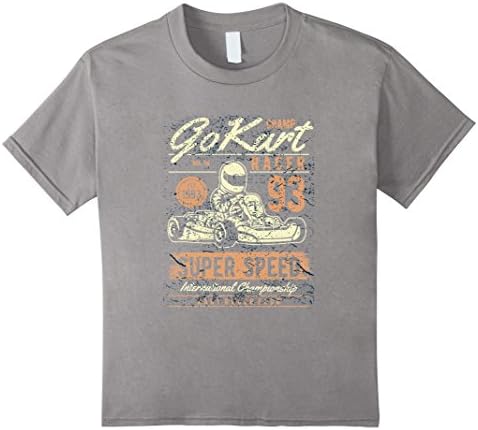 unisex-child Go Kart Racer Vintage T-Shirt 10 Slate