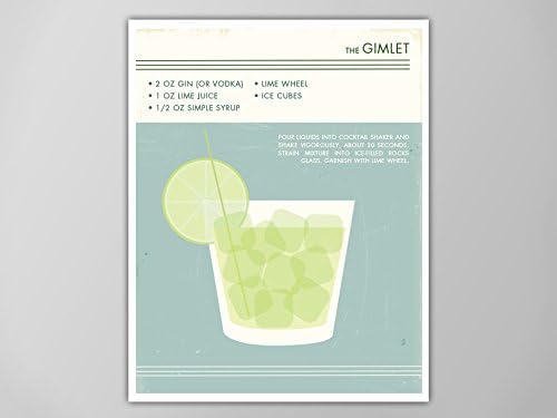 Gimlet Cocktail Art Print, Food and Drink Poster, Gimlet Cocktail, Cocktail Art, Gimlet Art Print, Gimlet Poster, Cocktail Poster, Cocktail