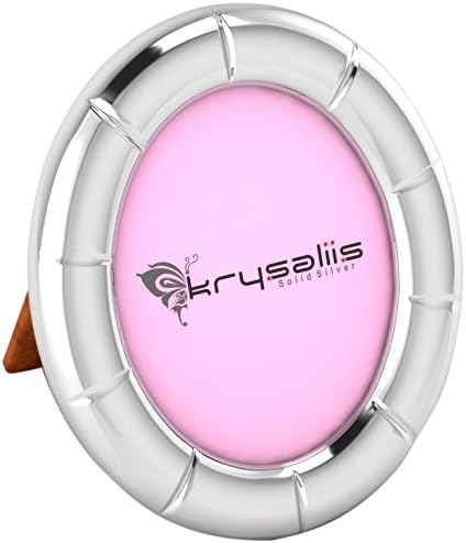 Krysaliis Sterling Silver Oval Etch Picture Frame -  Pink Stand