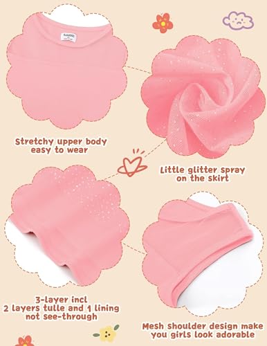 V.&GRIN TODDLER PINK DRESS FOR GIRLS 3T, TUTU TULLE PRINCESS SUNDRESS FOR TEA PARTY VALENTINE AND BACK TO SCHOOL