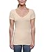 Women's Sweatproof Undershirt - Deep V Neck T-Shirt with Underarm Sweat Pads - Slim Fit - Aluminum-Free Alternative - Beige - Medium
