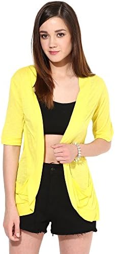 Trend 18 Women's Yellow Pocket Long Shrug