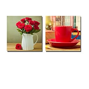 Still Life Red Coffee Cup with Books and...