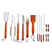 Home-Complete HC-1001 Wood BBQ Grill Tool Set-18 Pc Stainless Steel Barbecue Accessories with Wooden Handles and Case, Spatula, Tongs, Skewers
