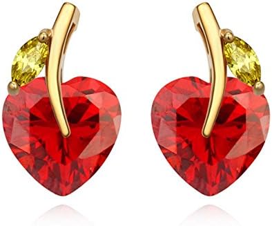 Heart Apple Earrings by Glamrina - Zirconia, Brass Plated Rhodium