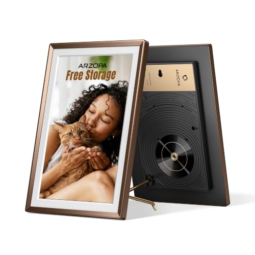 ARZOPA 14 Zoll Metall Digitaler Bilderrahmen ABO‑freier Cloudspeicher Unbegrenzt Fotos & Videos über App Teilen 1920 * 1200 FHD Touchscreen Elektronis