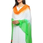 Banjara India Women's Soft Chiffon Solid Tricolor Dupatta – Super Tiranga