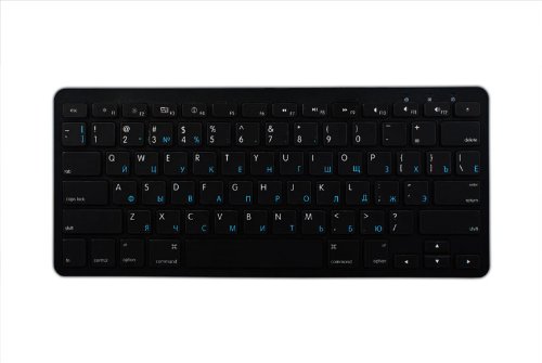 APPLE NS RUSSIAN CYRILLIC - ENGLISH NON-TRANSPARENT KEYBOARD DECALS BLACK OR WHITE BACKGROUND FOR DESKTOP, LAPTOP AND NOTEBOOK (Black Background)