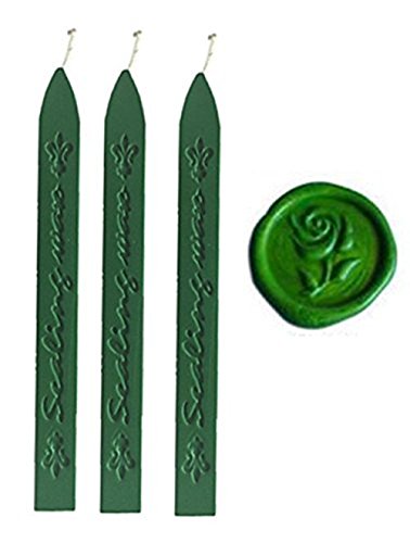 MNYR 3pcs Grass Green Sealing Wax Sticks w/Wicks for Wax Seal Stamp Decorative Wedding Invitations Christmas Cards Envelope Gift Package Parcel Stationary Sealing Wax Sticks