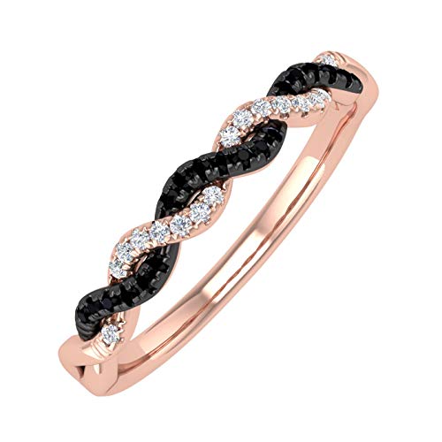 1/10 Carat Twisted Black & White Diamond Wedding Band Ring in 10K Rose Gold (Ring Size 7) at Amazon
