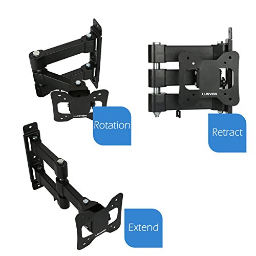 Lunvon TV Wall Mount Bracket for Most 10" 13" 15" 17" 19" 20" 22" 23" 24" 26" 27" 30" 32" Full Motion Articulating Arm TV Bracket with Tilt and Rotation for Plasma, LCD, LED, VESA 75x75mm 100x100mm