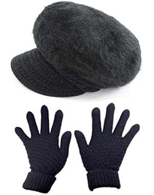 Winter Hats for Women Outdoor Warm Knit Snow Ski Crochet Skull Cap with Visor