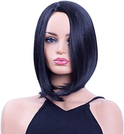 UQINZ Bob Short Wigs for Black Women Synthetic Straight Hair Wig Cosplay Daily Party Wig Natural Black Color