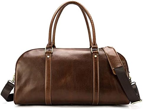 HWX Genuine Leather Short-Distance Shoulder Bag Travel Bag Fashion Retro Bag Large Capacity Travel Bag