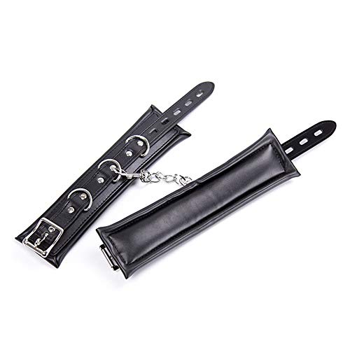 Stainless Steel Metal Spreader Bar with Hand Ankle Cuffs Toys(Black)