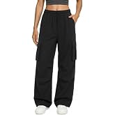 keriffe Womens Cargo Pants High Waisted Casual Baggy Parachute Hiking Pants | Wide Leg,4 Pockets,Lightweight