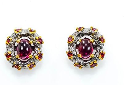 Natural Rhodolite Silver Stud Earrings