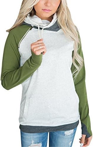 Tomwell Womens Fashion Fashion Sports Colorblock Hoodies Long Sleeve High Neck Sweatshirt Blouse Hooded Pullover Tops