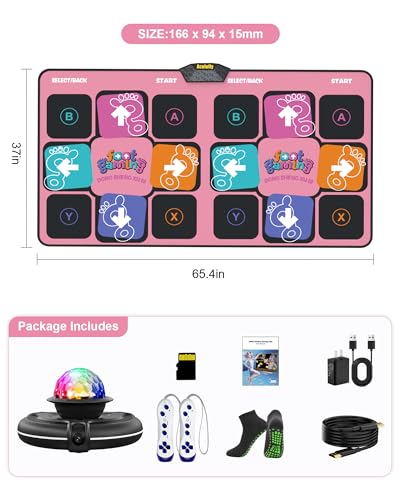 Acelufly Double Dance Mat, TV Dance Mat, Interactive Dance Mat with Multiple Modes, Birthday for Kids, Adults and Girls (Light Pink)