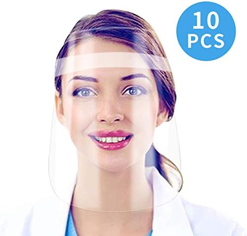 10 PCS Face Shield, Adjustable plastic Transparent Full Face Protective Visor Eye & Head Protection Anti- Spitting Splash for Women and Men