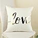 Kingla Home Decorative Throw Pillow Covers Golden Love White Pillow Cases 18x18 inch Square Couch Cushion Covers