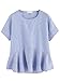 SheIn Women's Loose Ruffle Hem Peplum Short Sleeve Blouse Top One-Size Blue