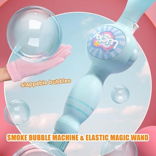 Elastic Bubble Fog Wand, Magic Smoke Bubble Machine with Colorful Elastic Bubbles & Smoke Effect, Portable Interactive Mist Bubble Machines for Parties(Blue)