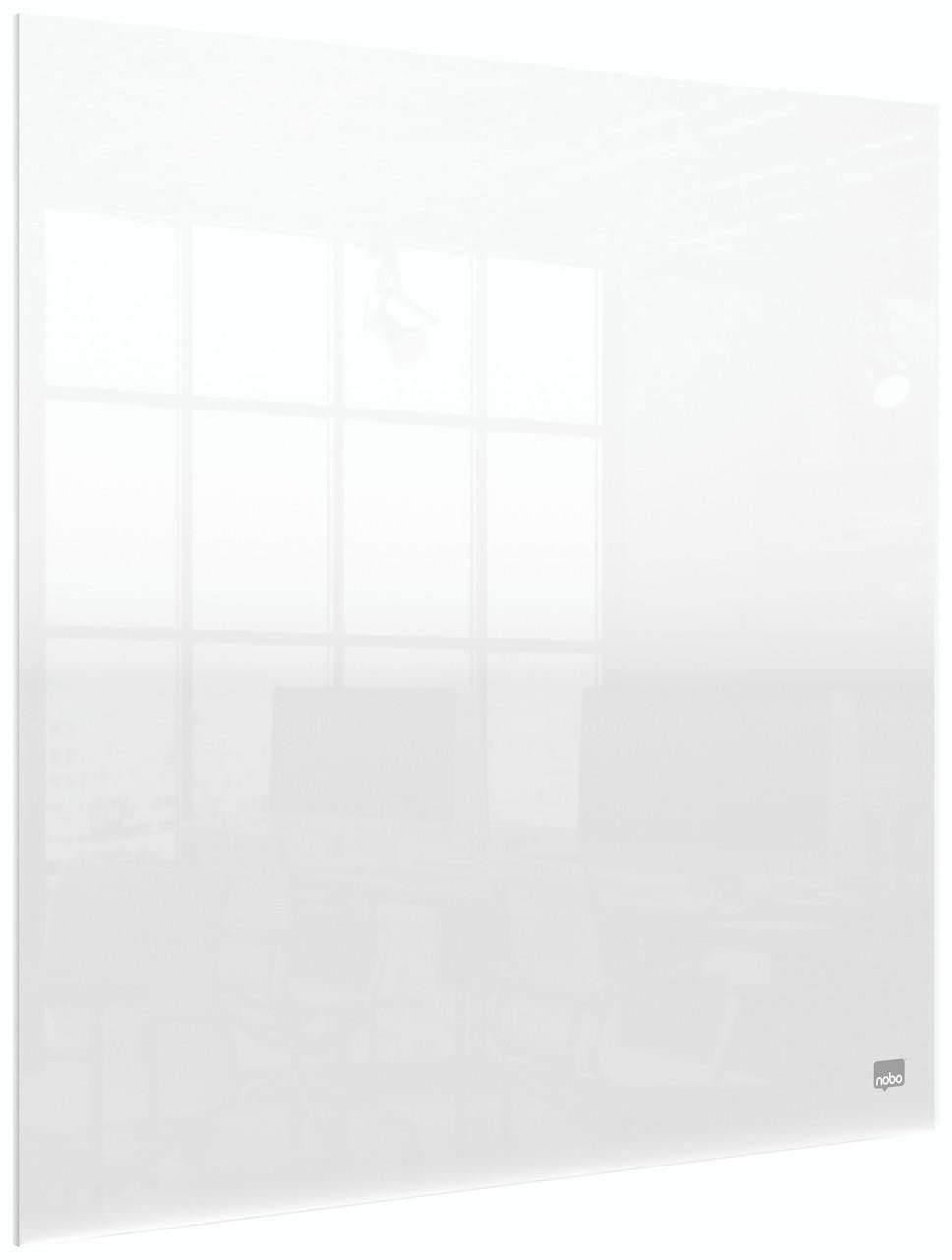 Nobo Transparent Acrylic Mini Desktop or Wall Mounted Whiteboard, Portable, Dry Erase, Frameless, 450 x 450 mm, Includes Marker Pen And Mounting Pads, Clear, 1915617
