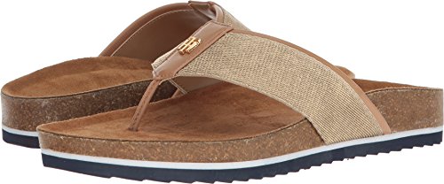 Tommy Hilfiger Women s Giulio Flat Sandal, Gold/White, 9 Regular US