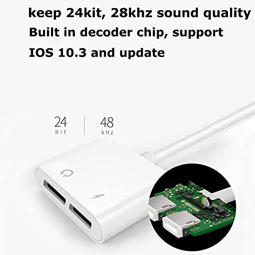 Apple MFi Certified Dual Lightning iPhone Headphones Adapter & iPhone Dongle Adapter for 4