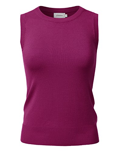 JJ Perfection Women's Round Neck Front Pleated Chiffon Tank Top Ivory JJ Perfection Womens Sweaters in Womens Sweaters | Black -