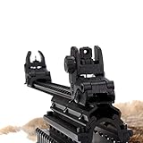 CRUSHUNT Tactical Folding Front Rear Set Flip Up Backup Sights BUIS Polymer Sights Windage Adjustment for 1913 Picatinny Rail Black
