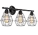 Elibbren Industrial Bathroom Vanity Light 3 Lights, Vintage Matte Black Wall Sconce with Caged, E26 Base Farmhouse Bathroom Wall Light Fixture for Bathroom Vanity Mirror Cabinets Dressing Table