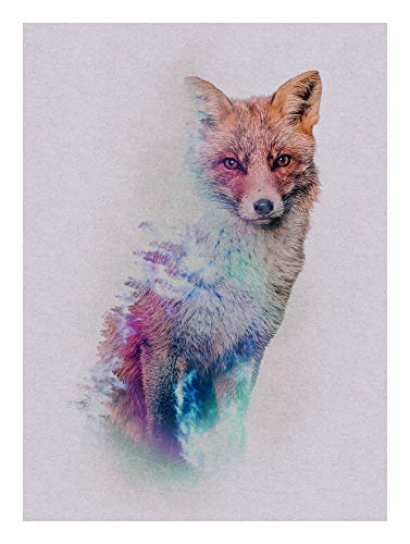 Komar Décoration murale - Animals Forest Fox - Poster pour salon, chambre à coucher - Impression d'art - Sans cadre - P084B-30 x 40 cm - Dimensions : 30 x 40 cm (largeur x hauteur)