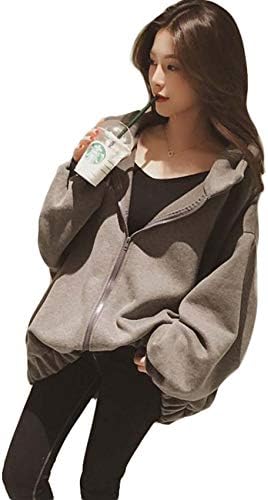 BeiBang(バイバン)レディース パーカー フード付 ゆったり 裏起毛 ボリュームスリーブ ジップパーカー ボリュームスリーブ 韓国ファッション 秋服 原宿風 ストリート系 着痩せ