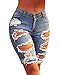 Ofenbuy Women's Denim Destroyed Mid Rise Stretchy Bermuda Shorts Jeans Plus size