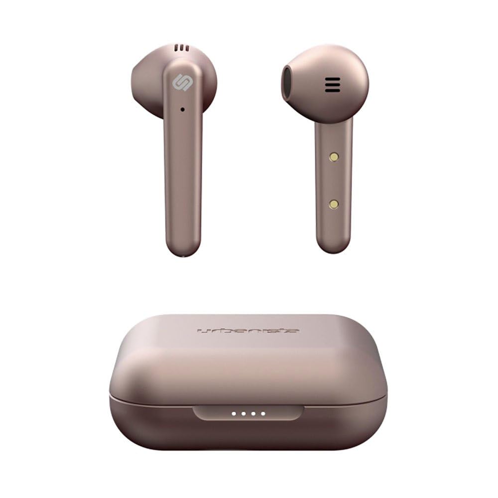 Urbanista Stockholm Plus True Wireless Earbuds - Over 20 Hours Playtime, IPX4 Waterproof Earphones, Bluetooth 5.0 Headphones, Touch Controls & Enhanced Microphone for Clear Calling, Rose Gold